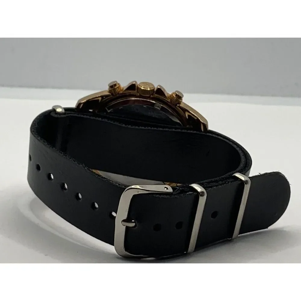 Michael Kors MK5859 Women Black Leather Analog Rose Gold Dial Quartz Watch JD246